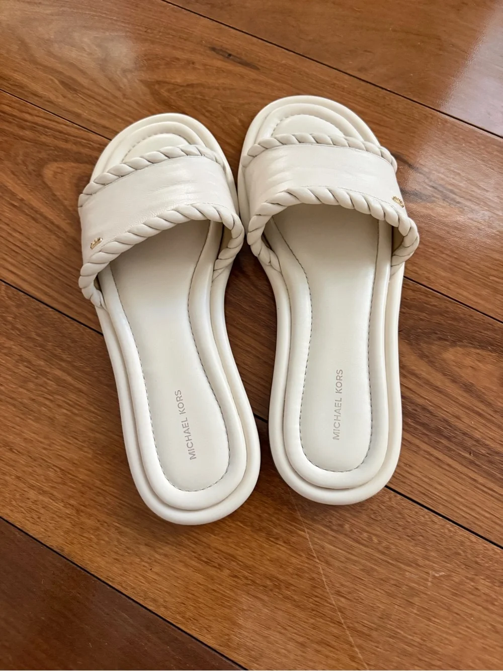 Michael Kors Cream Braided Leather Slide Sandals size 8.5